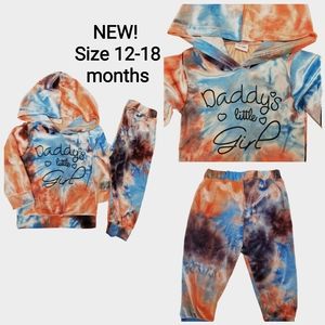 NEW! Size 12-18 months toddler girls tie dye velour like 2 piece matching set.
